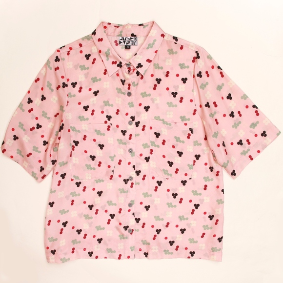Dusen Dusen Silk Pink Five Dot Collared S/S Shirt - Picture 4 of 6